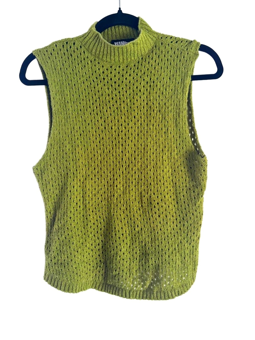 Reclaimed Vintage Women's Green Sleeveless Knit Sweater Top Size Small